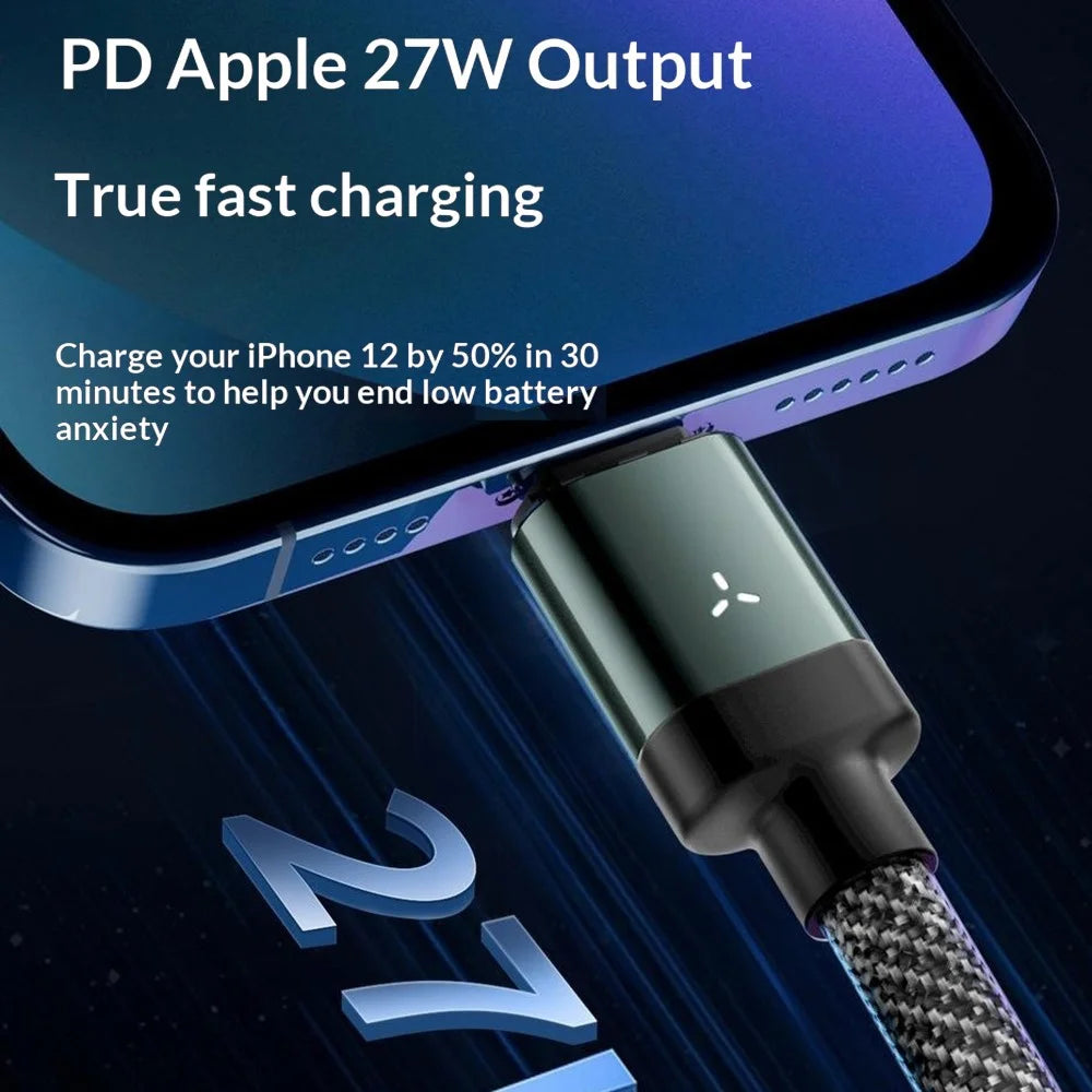 PD65W 2m Magnetic Braided Cable Type-C to Type-C+iP (5-14) 480Mbps Data Sync Charging Cable - Grey Black - 6