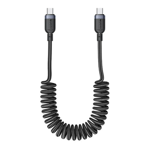 YESIDO CA205 PD 60W Fast Charging Spring Cable Type-C to Type-C Data Cable for CarPlay/HiCar/CarLife - Black - 1