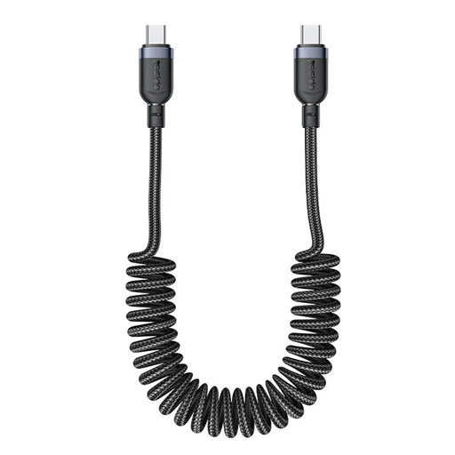 YESIDO CA205 PD 60W Fast Charging Spring Cable Type-C to Type-C Data Cable for CarPlay/HiCar/CarLife - Black - 1