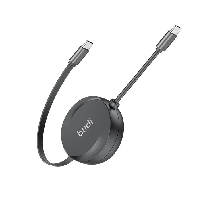 BUDI DC257TT10B 1m PD 65W Fast Charging USB-C to USB-C Retractable Cable Data Sync Cord - Black - 2