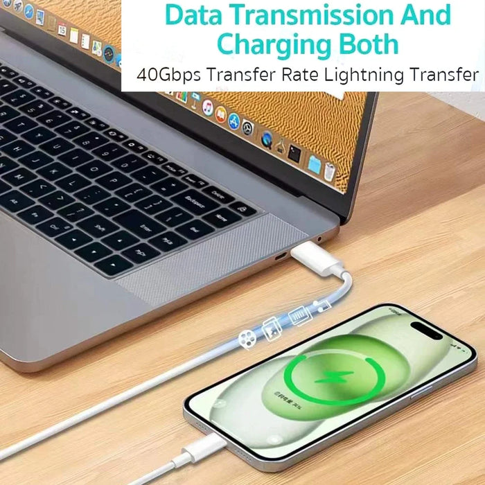 COTECI 32117 2m USB-C to USB-C TPE Fast Charging Cable 60W 20Gbps Data Transfer Wire - White - 4