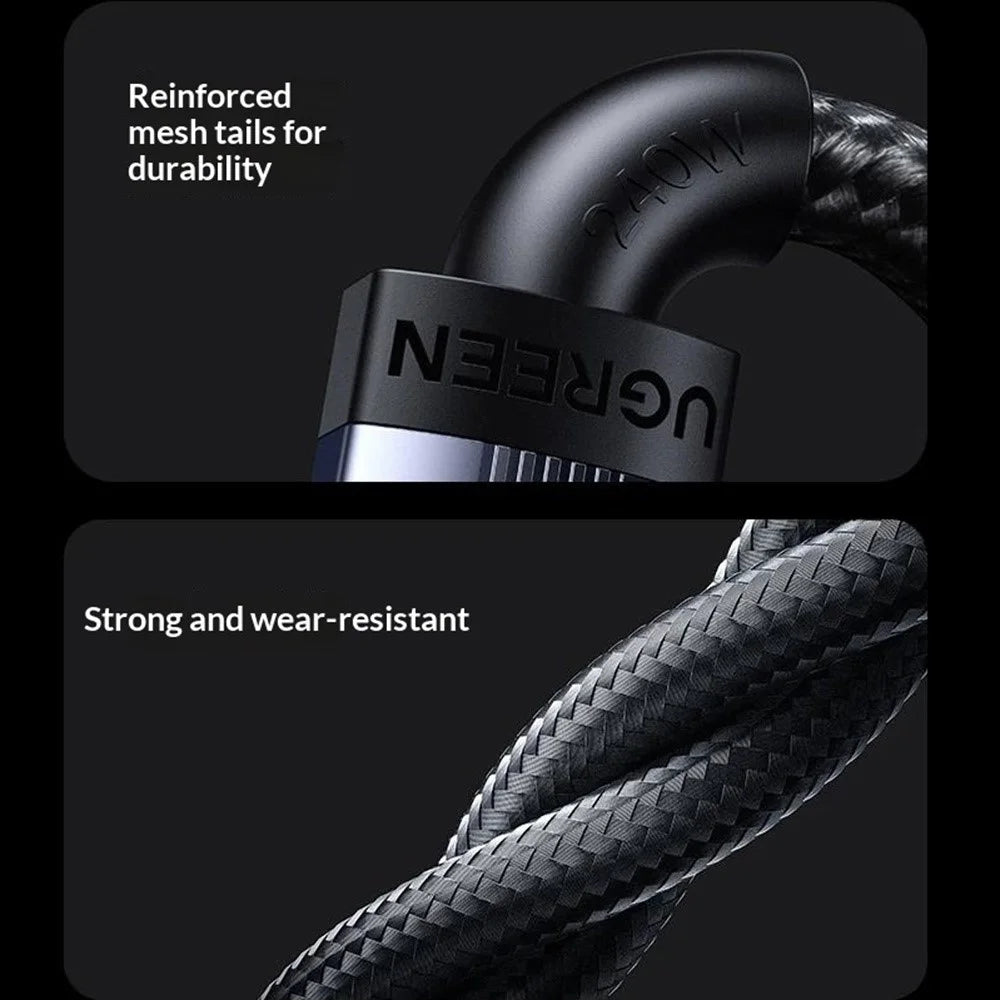 UGREEN L532 65907 1m USB-C to USB-C Cable PD 3.1 240W Fast Charging Nylon Braided Data Cable - 3
