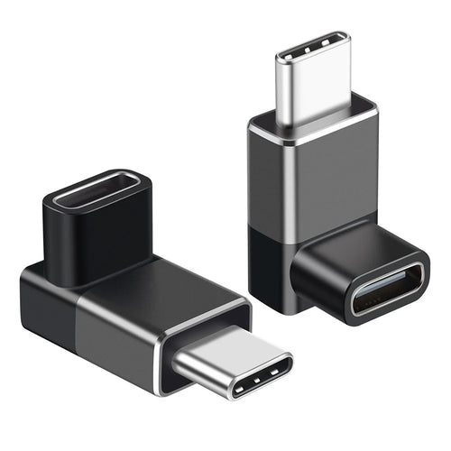 ENKAY ENK-AT132 2Pcs USB-C Male to USB-C Female 90 Degree Right Angle Adapter 40Gbps High Speed 240W Fast Charging Converter - Grey - 1