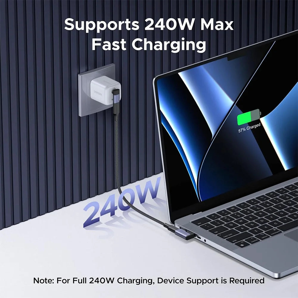 ENKAY ENK-AT133 90 Degree USB-C Male to Type-C Female Adapter 40Gbps 240W Fast Charging Converter - Black - 4