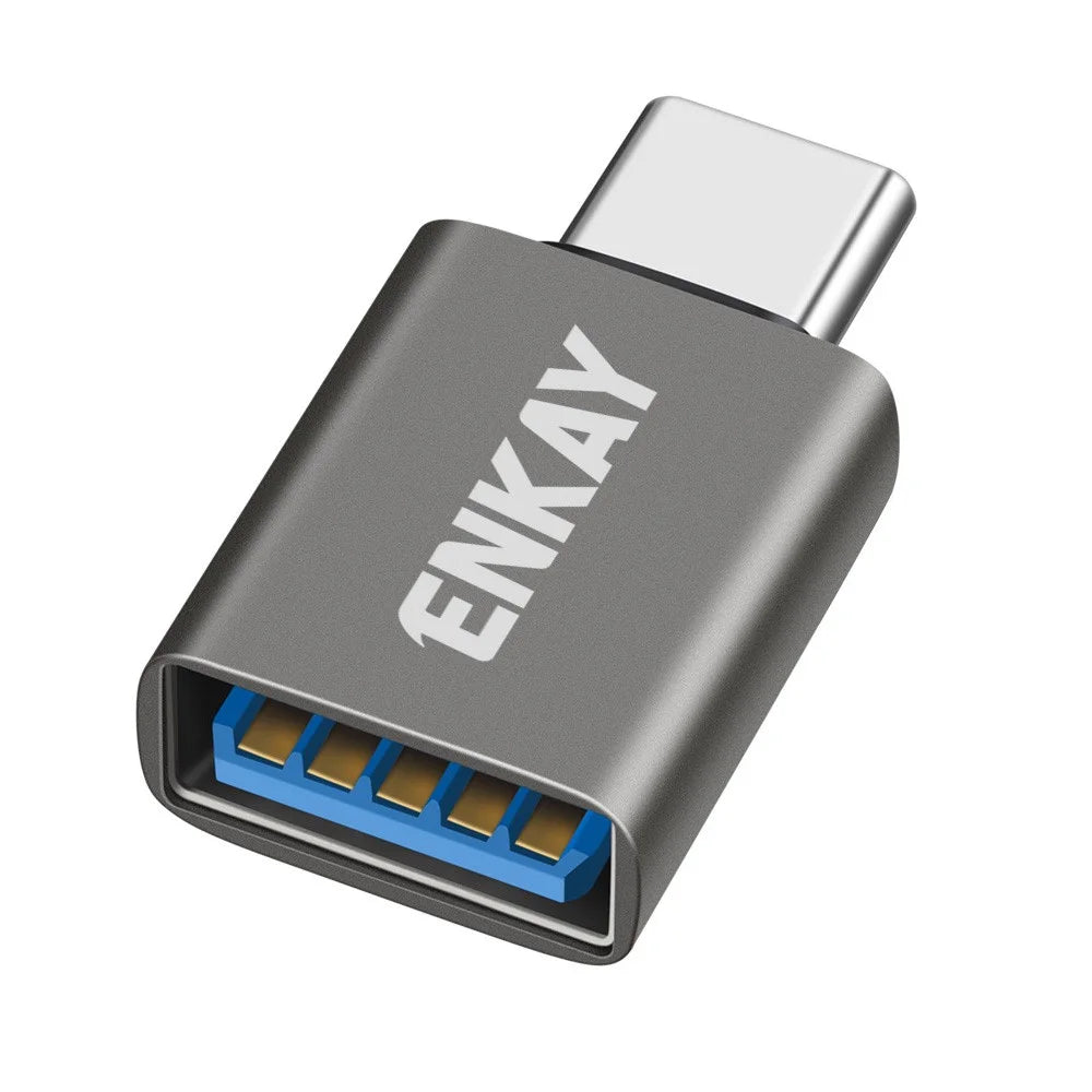 ENKAY ENK-AT134 USB-A 3.2 Female to USB-C Male Adapter 10Gbps 60W Fast Charging OTG Converter - Grey - 1