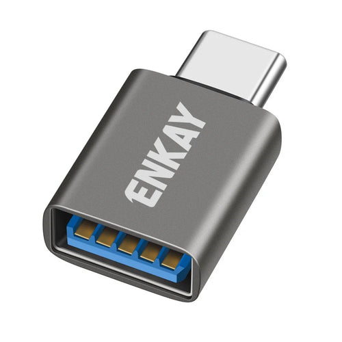ENKAY ENK-AT134 USB-A 3.2 Female to USB-C Male Adapter 10Gbps 60W Fast Charging OTG Converter - Grey - 1
