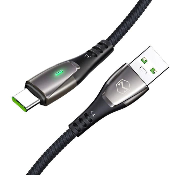 MCDODO for iPhone 15 Series 1.5M Smart Auto Disconnect Nylon Braided USB Type-C Data Charger Cable for Samsung Huawei - Black - 1