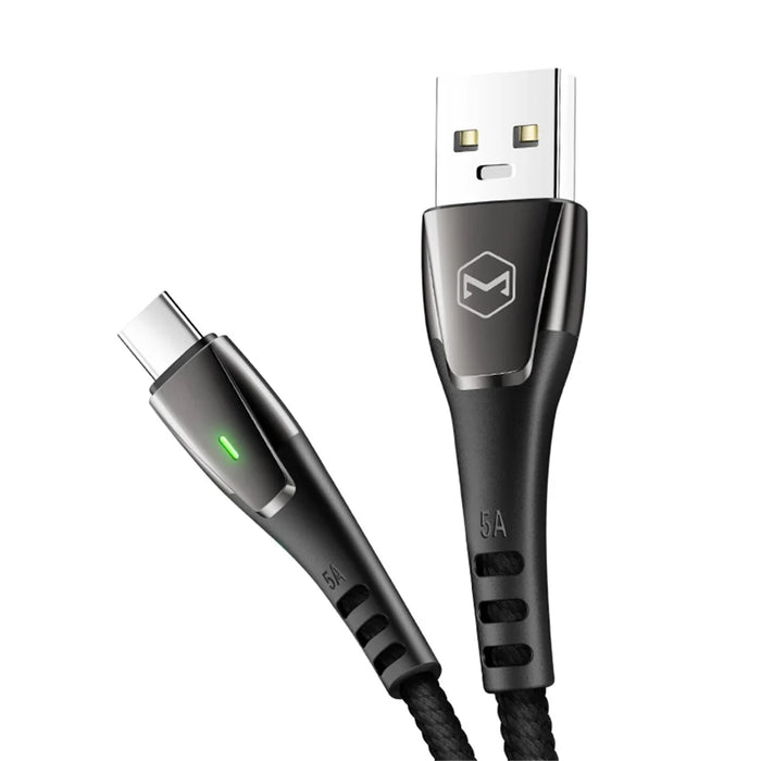 MCDODO for iPhone 15 Series 1.5M Smart Auto Disconnect Nylon Braided USB Type-C Data Charger Cable for Samsung Huawei - Black - 5