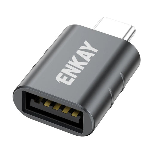 ENKAY ENK-AT135 USB-A 3.2 Female to USB-C Male Adapter 10Gbps 60W Fast Charging Zinc Alloy OTG Converter - Black - 1