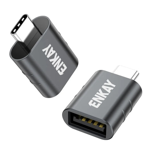 ENKAY ENK-AT135 2Pcs USB-A 3.2 Female to USB-C Male Adapter 10Gbps 60W Fast Charging Zinc Alloy OTG Converter - Black - 1