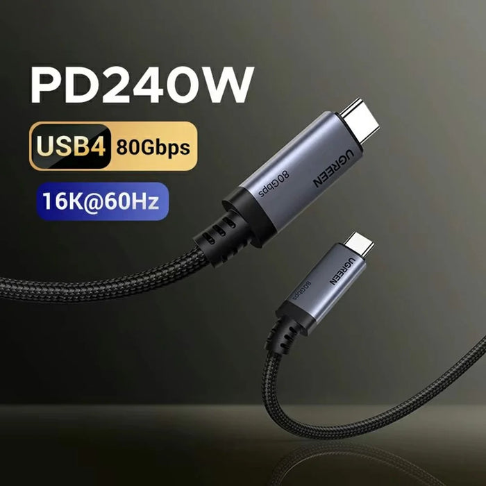 UGREEN L706 65383 1m PD 240W Fast Charging 80Gbps USB4 Gen4 USB-C to USB-C Data Cable with 16K / 60Hz Video Output - 2