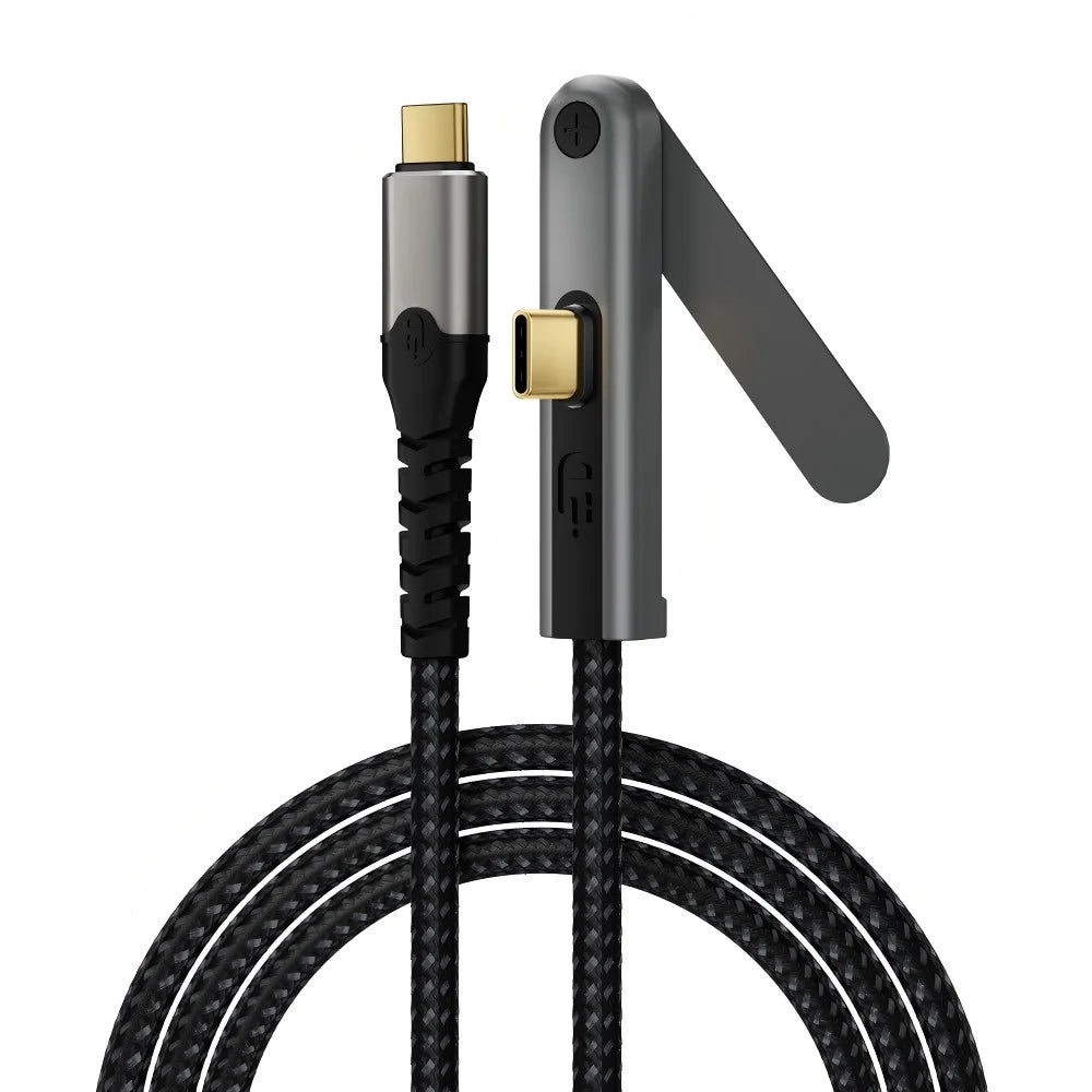 2m USB-C 3.2 Cable with Foldable Stand 4K / 60Hz 20Gbps Data Transfer PD 100W Fast Charging Wire for Phone Tablet - Black - 1