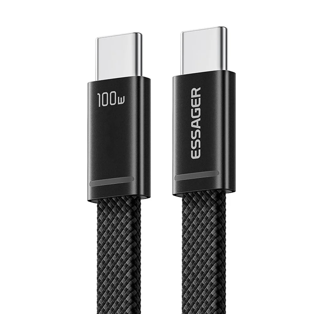 ESSAGER ES-X85 0.25m USB-C to USB-C Cable 100W PD Fast Charging 480Mbps Transfer Data Cable - Black - 1