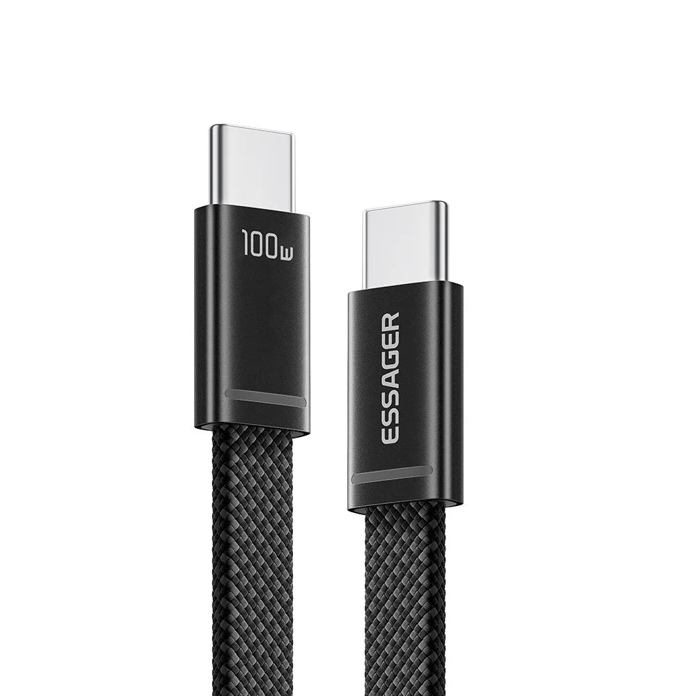 ESSAGER ES-X85 0.25m USB-C to USB-C Cable 100W PD Fast Charging 480Mbps Transfer Data Cable - Black - 2