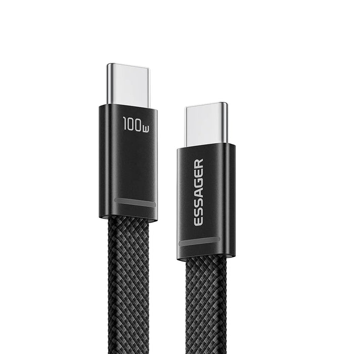 ESSAGER ES-X85 0.25m USB-C to USB-C Cable 100W PD Fast Charging 480Mbps Transfer Data Cable - Black - 2
