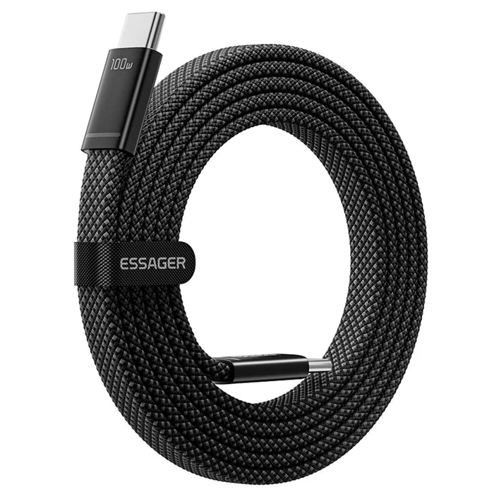 ESSAGER ES-X85 0.25m USB-C to USB-C Cable 100W PD Fast Charging 480Mbps Transfer Data Cable - Black - 4