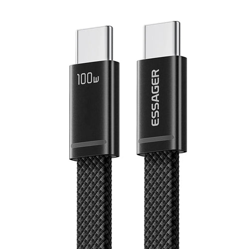 ESSAGER ES-X85 1m USB-C to USB-C Cable 100W PD Fast Charging 480Mbps Transfer Data Cable - Black - 1