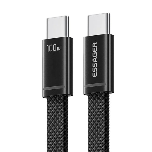ESSAGER ES-X85 1m USB-C to USB-C Cable 100W PD Fast Charging 480Mbps Transfer Data Cable - Black - 1