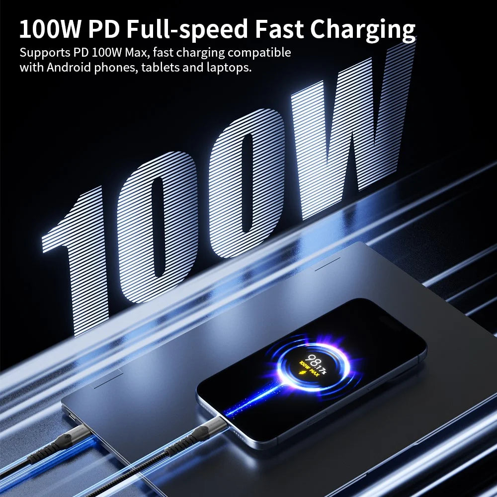 DOONJIEY 2m USB-C to USB-C Cable PD 100W Fast Charging 4K / 60Hz 20Gbps Data Cable with Phone Stand - 4