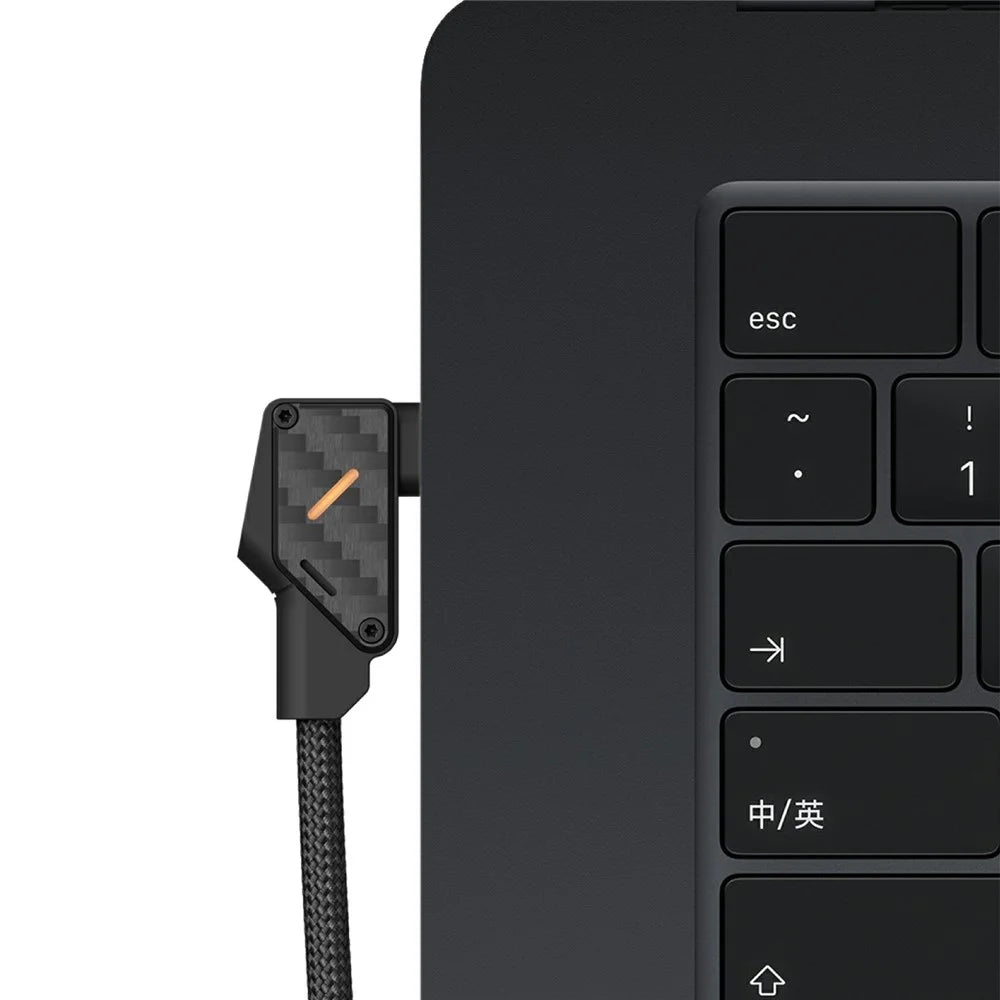 AULUMU M07 2m 240W USB-C to USB-C Cable 40Gbps Fast Charging Data Cord Carbon Fiber Construction - Black - 7