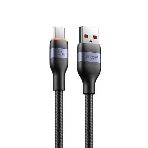 WEKOME WDC-C31 2m USB-A to Type-C Cable 66W Fast Charging 480Mbps Data Transfer Cord for Laptop Phone Tablet - Black - 1