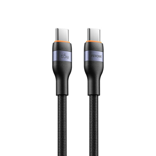 WEKOME WDC-C32 1.2m Type-C to Type-C Cable 65W PD Fast Charging Nylon Braided Cord 480Mbps Data Transfer - Black - 1