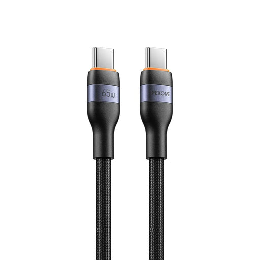 WEKOME WDC-C32 1.2m Type-C to Type-C Cable 65W PD Fast Charging Nylon Braided Cord 480Mbps Data Transfer - Black - 1