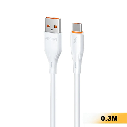 WEKOME WDC-C34a 0.3m USB-A to Type-C Cable 66W Fast Charging Data Cable for Phone Tablet - White - 1