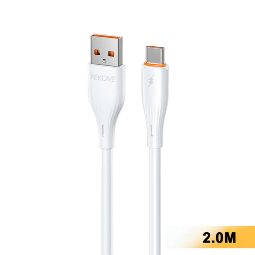 WEKOME WDC-C34a 2m USB-A to Type-C Cable 66W Fast Charging Data Cable for Phone Tablet - White - 1