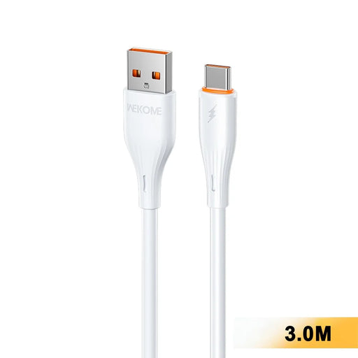 WEKOME WDC-C34a 3m USB-A to Type-C Cable 66W Fast Charging Data Cable for Phone Tablet - White - 1