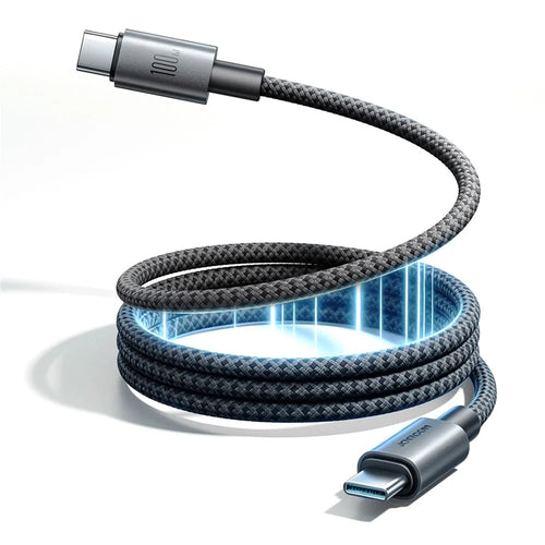 JOYROOM S-A65 1.2m Magnetic Self Winding Cable Type-C to Type-C PD 100W Fast Charging Data Cable - Black - 1