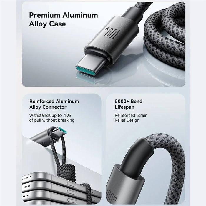 JOYROOM S-A65 1.2m Magnetic Self Winding Cable Type-C to Type-C PD 100W Fast Charging Data Cable - Black - 7