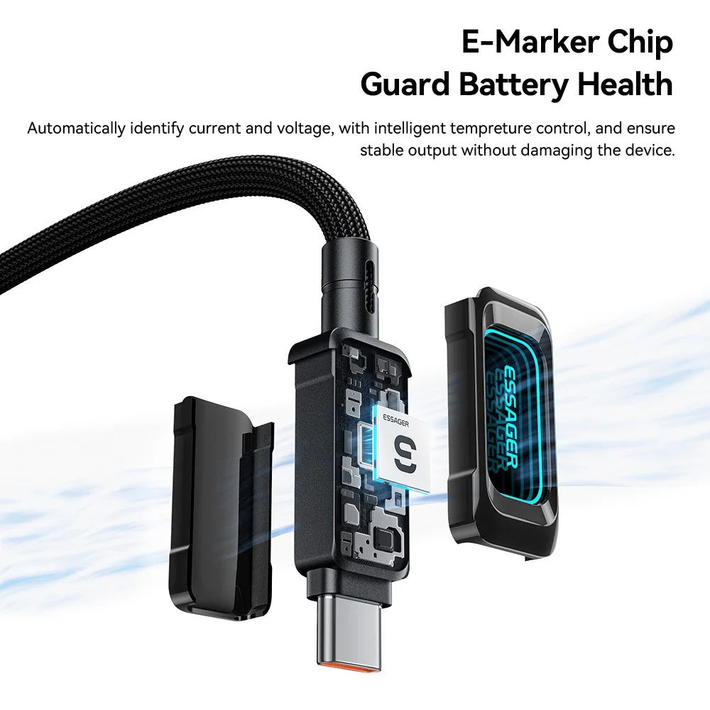 ESSAGER ES-X87 1m Type-C to Type-C Cable 100W Fast Charging Braided Data Cable - Black - 7