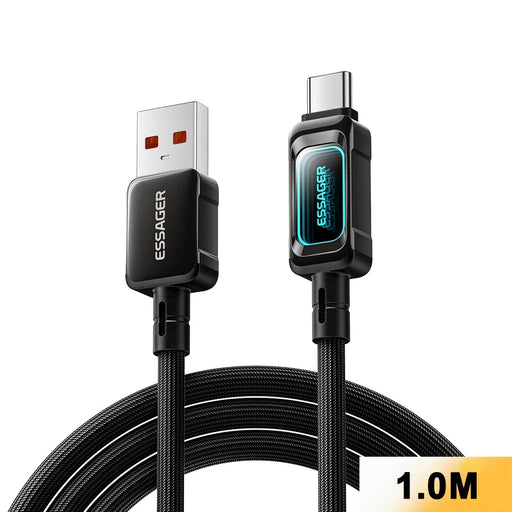ESSAGER ES-X87 1m USB-A to Type-C Cable 7A Fast Charging 480Mbps Data Transfer Data Cord - Black - 1