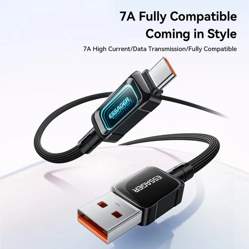 ESSAGER ES-X87 1m USB-A to Type-C Cable 7A Fast Charging 480Mbps Data Transfer Data Cord - Black - 2