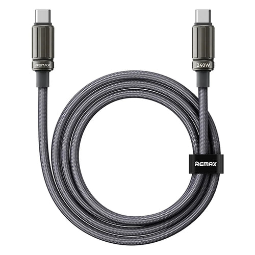 REMAX CB59 Armor 1.2m 240W Zinc Alloy Braided USB-C to USB-C Cable for MacBook Laptop Tablet - Black - 1