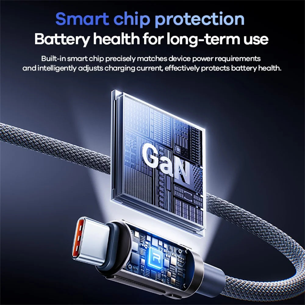 REMAX CB59 Armor 1.2m 240W Zinc Alloy Braided USB-C to USB-C Cable for MacBook Laptop Tablet - Black - 4