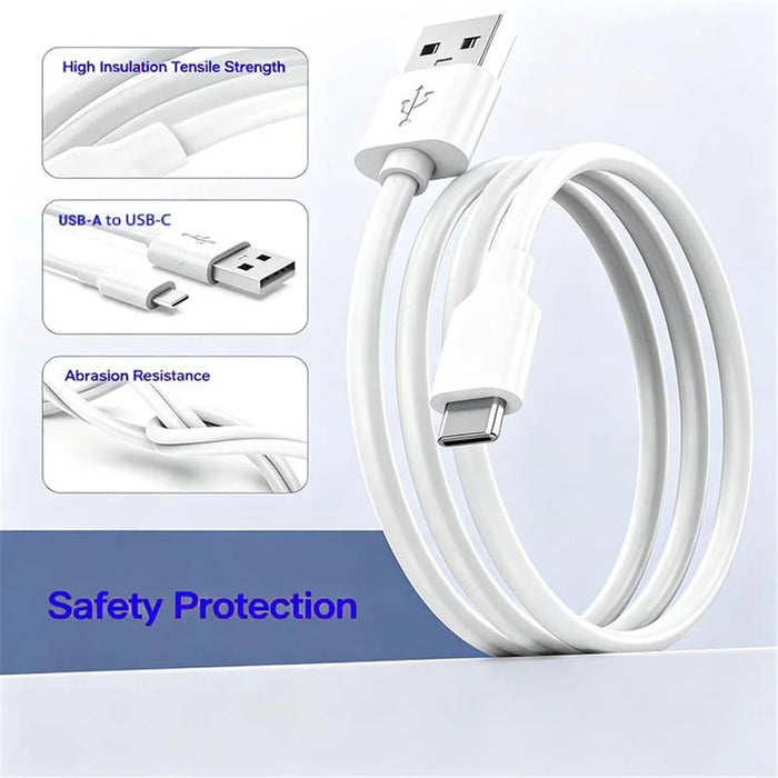 D-POWER 6002 1m USB-A to USB-C Data Cable 2A Charging Wire for Smartphone Tablet - White - 4