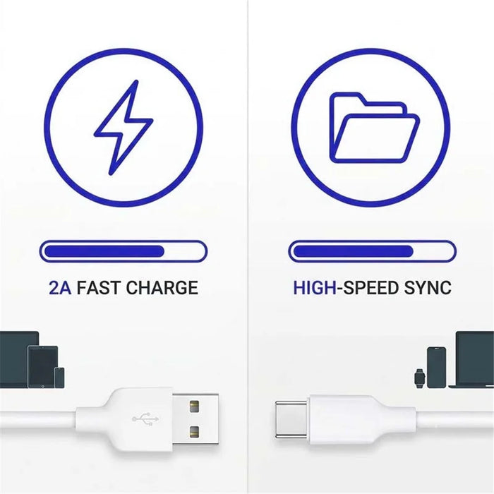D-POWER 6002 1m USB-A to USB-C Data Cable 2A Charging Wire for Smartphone Tablet - White - 6