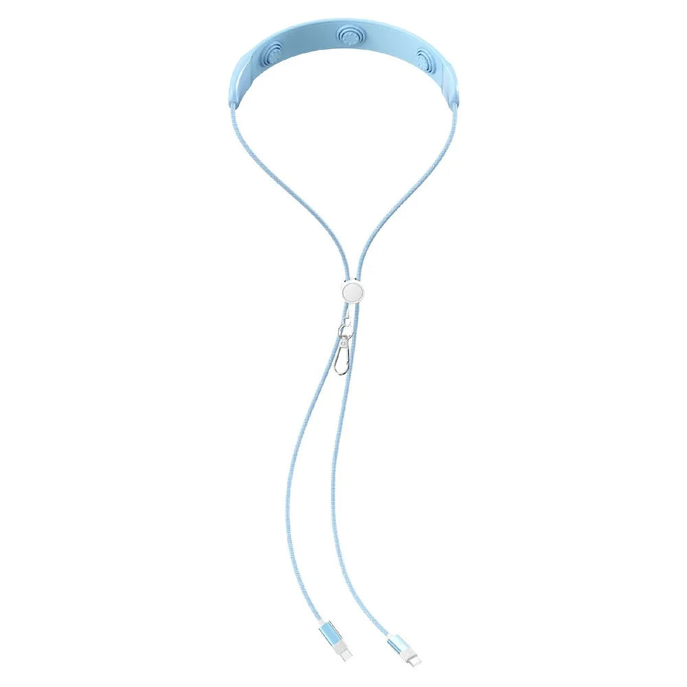 1.45m 3-Mode Massage Type-C to Type-C Cable Neck Hanging PD 100W Fast Charging Cable - Blue - 1