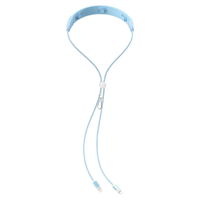 1.45m 3-Mode Massage Type-C to Type-C Cable Neck Hanging PD 100W Fast Charging Cable - Blue - 1