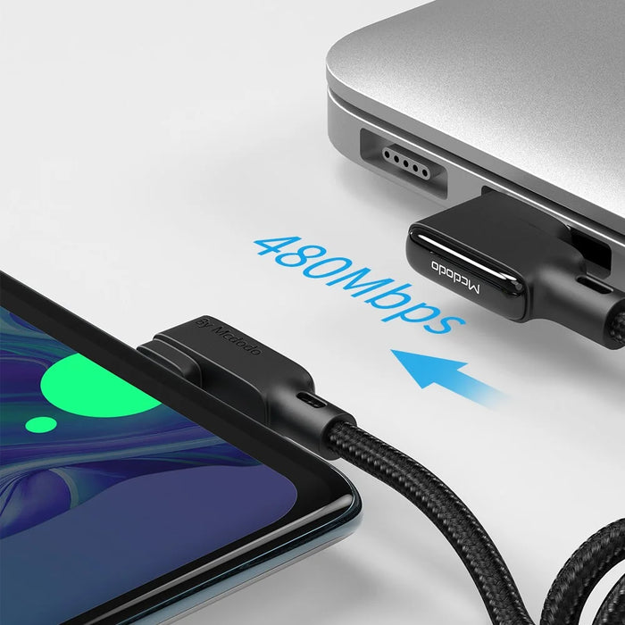 MCDODO 1.8M Spring Coiled Elbow Shape Typc-C USB Data Sync Charger Cable for Samsung Huawei Xiaomi - 7