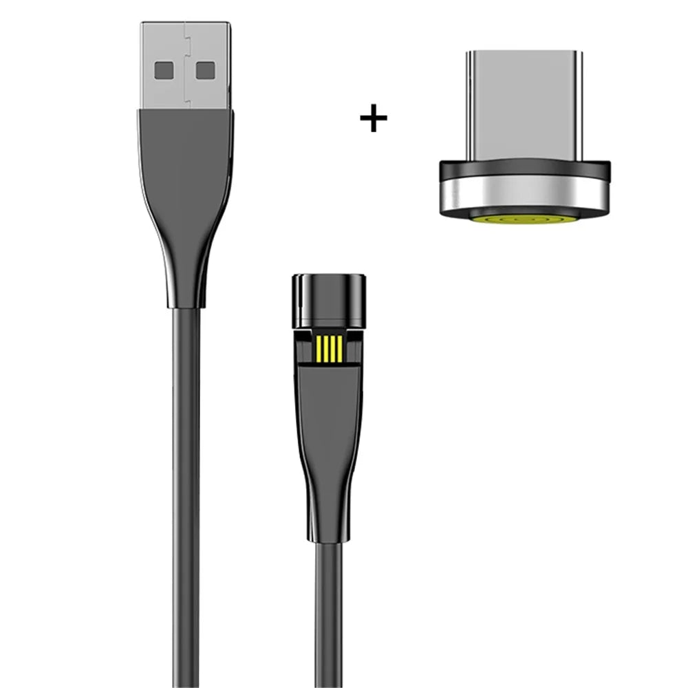 For iPhone 15 Series 1M Magnetic Type-C USB Data Sync Charging Cable for Samsung Huawei Xiaomi - Black - 1