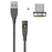 For iPhone 15 Series 1M Magnetic Type-C USB Data Sync Charging Cable for Samsung Huawei Xiaomi - Black - 1