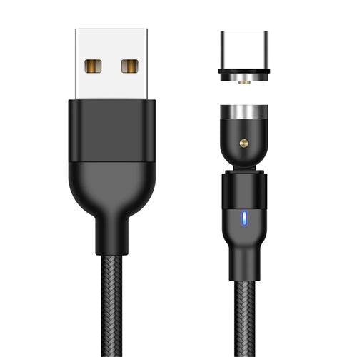 For iPhone 15 Series 1m 2A USB to USB-C / Type-C Nylon Braided Rotatable Bending Magnetic Charging Cable - Black - 1