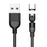 For iPhone 15 Series 1m 2A USB to USB-C / Type-C Nylon Braided Rotatable Bending Magnetic Charging Cable - Black - 1