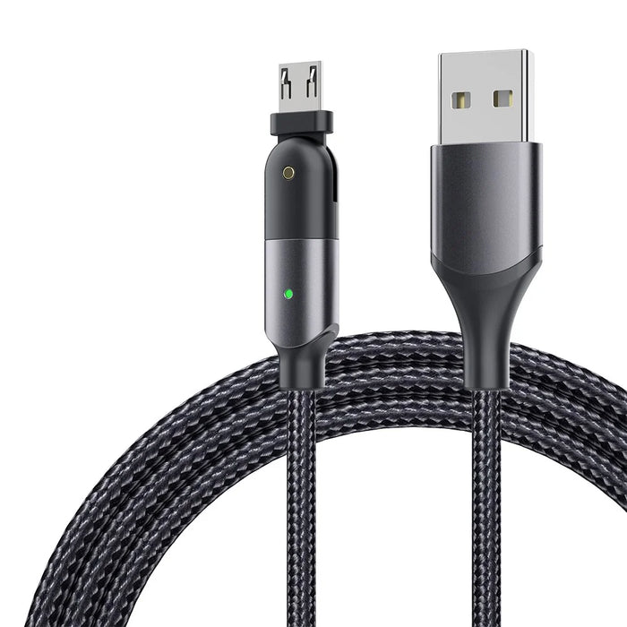 ZFXCT-WY0G Winding Series 2.4A Micro USB 180° Rotating Elbow Charging Data Cable, 1.2M - Black - 1