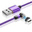 USLION 1M 2.4A USB to Type C 540 Degree Roating Magnetic Charging Cable - Purple - 1