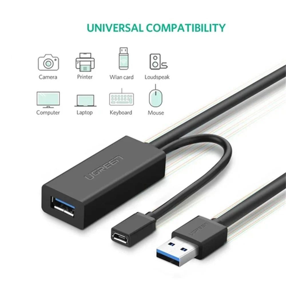 UGREEN 5m USB 3.0 Extension Cable USB Male to Female Repeater Cord Signal Booster Extender Cable - 6