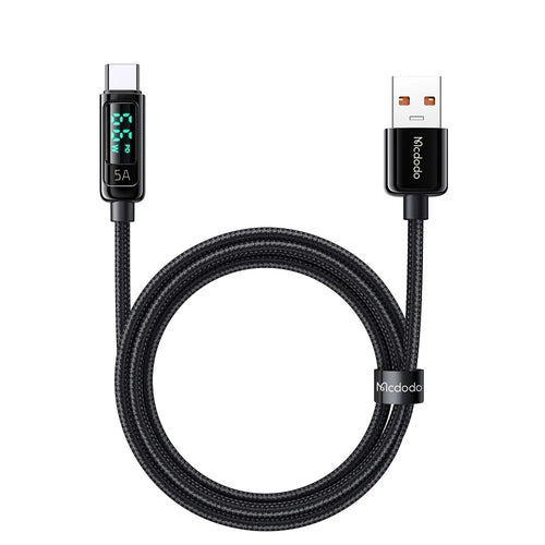 MCDODO MDD CA-869 1.2m USB Type C Cable Mobile Phone Charging Data Cord with Digital Display for Huawei Xiaomi - Black - 1